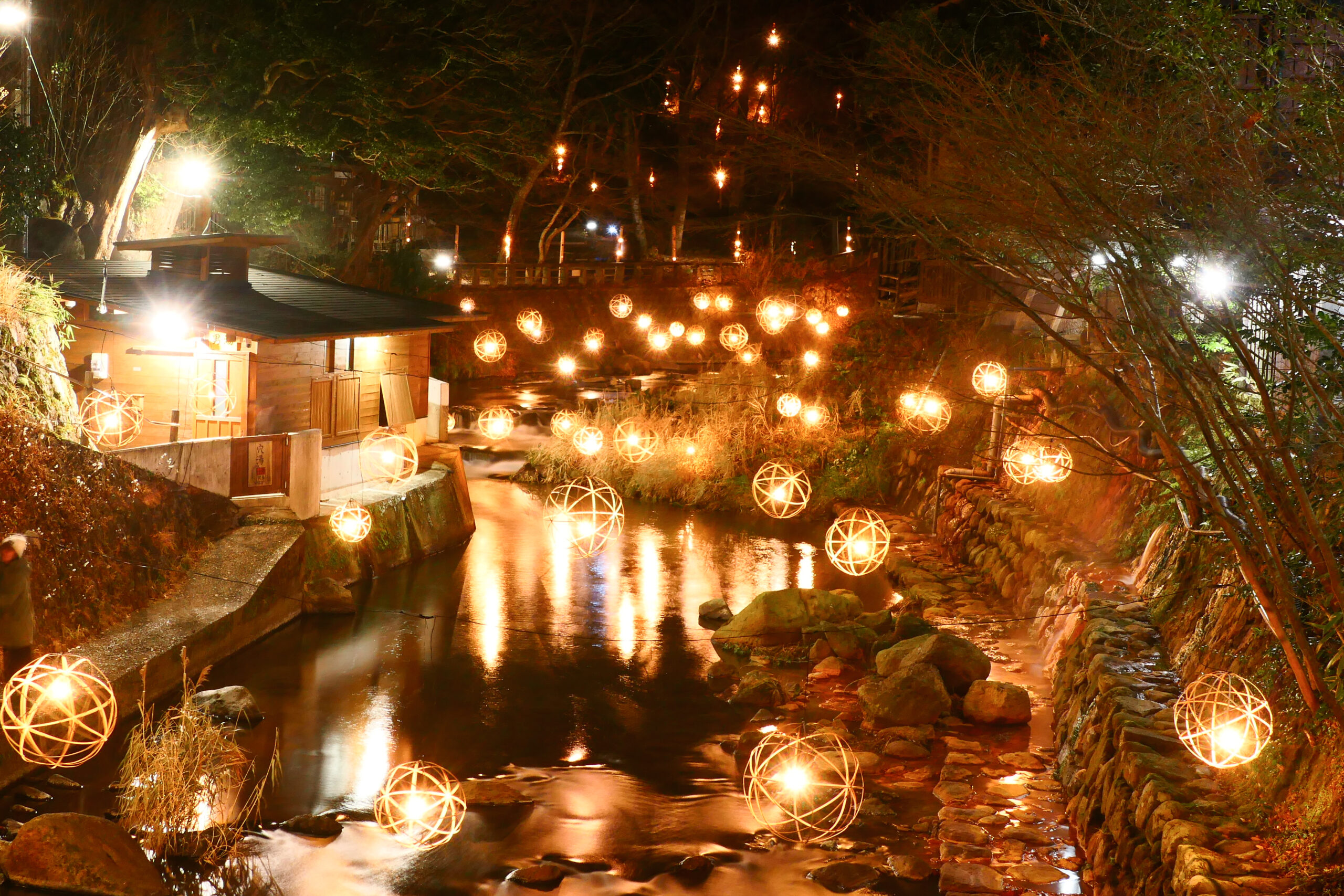 黒川温泉 夜景ライトアップ